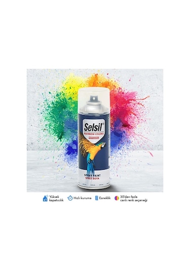 Selsil Rainbow Sprey Boya 400 ML. Siyah Mat
