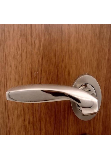 Zümrüt Kapı Kolu Nikel Saten Rozetli