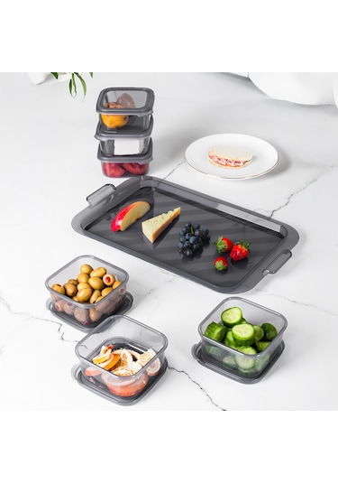 Porsima 2043 Tepsili 6 Bölmeli Kahvaltılık Seti Füme