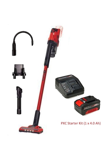 Einhell TE-SV 18Li Akülü Dikey Süpürge + Starter Kit 4.0 Ah Kırmızı