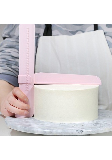 Mavi Kek Kazıyıcı Ayarlanabilir Yumuşatma Kazıyıcı Fondan Spatula Kek Kenar Pürüzsüz Krem Dekorasyon Araçları Mutfak Pişirme Araçları