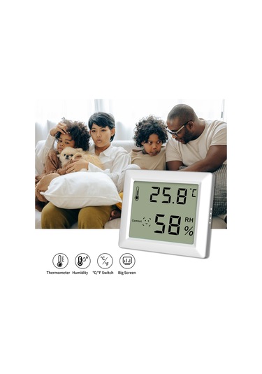 Youtek Beyaz Ys27 Ev İçi Dijital Nem-sıcaklık Ölçer: Büyük Ekran, Konfor Göstergesi, C/ F Dönüşümü, 3 Yerleştirme Seçeneği Magneetik, Duvar, Masüstü Beyaz