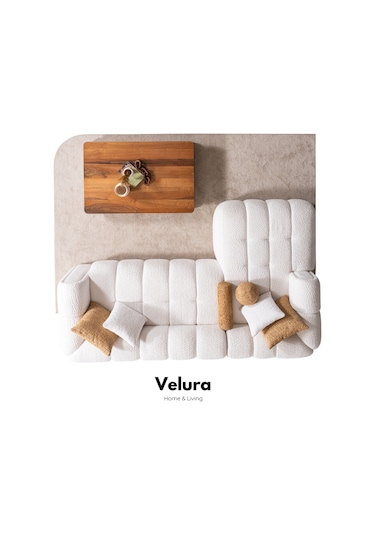 Puffy Premium Uzanmalı Köşe Koltuk Takımı & Oturma Grubu - Krem Krem Köşe