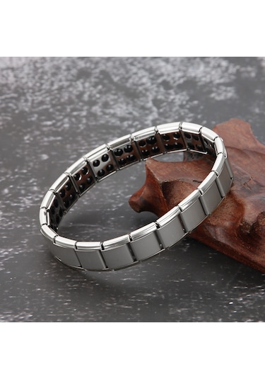 Tenfowee Germe Titan Çelik Bilezik - Kas Gerilimini Azaltır, Kan Dolaşımını Ve Esnekliği Artırır - Gümüş Renk, Dayanıklı Ve Kolay Bakım Silver