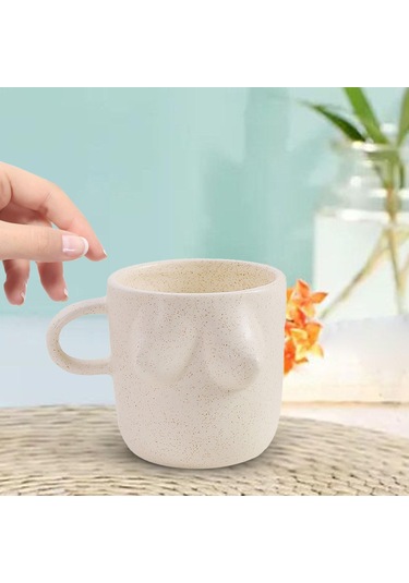 Suntek Kadın Vücut Sanatı Seramik Su Bardağı 300ml Ev Bej Bej