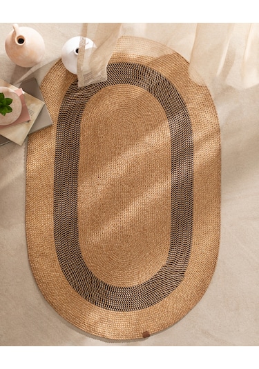 Madame Coco Alsace Oval Kilim - Naturel/siyah - 90x150 Cm 8684427193235 Çok Renkli