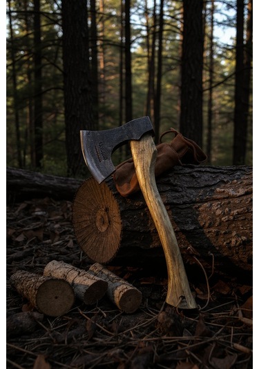 Savaşan Çelik 4140 Kamp Baltası Doğal Akasya Sapı Vernikli