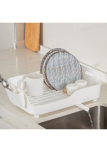 Porsima Akl-060 Beyaz Lüks Tabaklık Bulaşıklık Su Akıtma Kanallı Beyaz