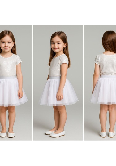 Gala Kız Çocuk Beli Lastikli Tütülü Etek Beyaz