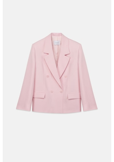 Thalure Kadın Pembe Oversize Kruvaze Blazer