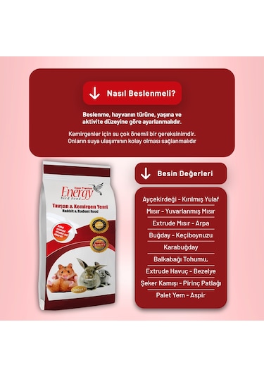 Tavşan & Kemirgen Yemi 500 G - 3 Adet