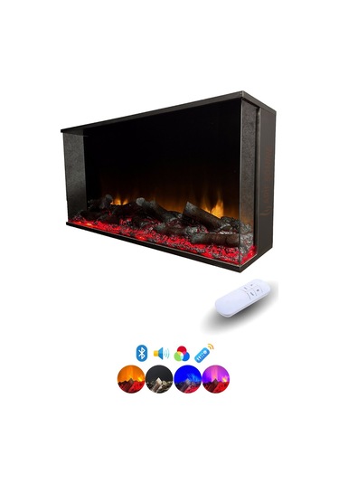 Arif Şömine Dekoratif Elektrikli Şömine - 100x35x25 Cm - Kumanda, Bluetooth Hoparlör Ve Odun Sesi
