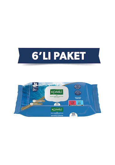 Komili Genel Kullanım Islak Havlu 90'lı Okyanus Esintisi - 6'lı Paket - 540 Yaprak
