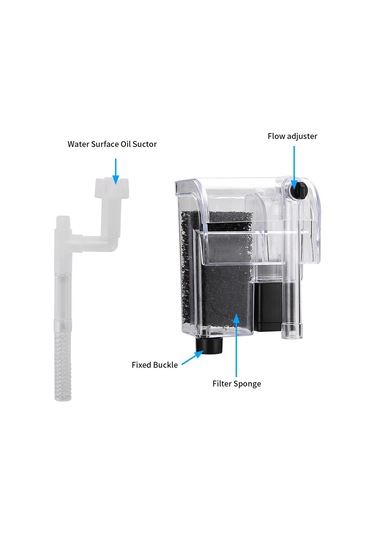 Geekyou Dh06 Duvar Tipi Şelale Akvaryum Filtresi, Plastik, 250l/h Debi, 3w Güç, Yumuşak Filtre Pamuku, Kucuk Kaplar İcin Yağ Filmi İşlemi Yok