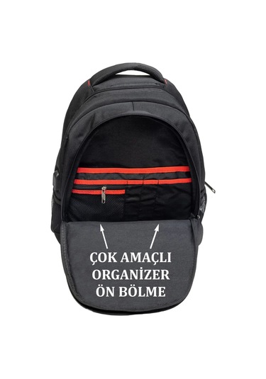 Siyah Sportif Darbe Emici Su Geçirmez 14-16 İnç Laptop Sırt Çantası Renkli Çok Renkli