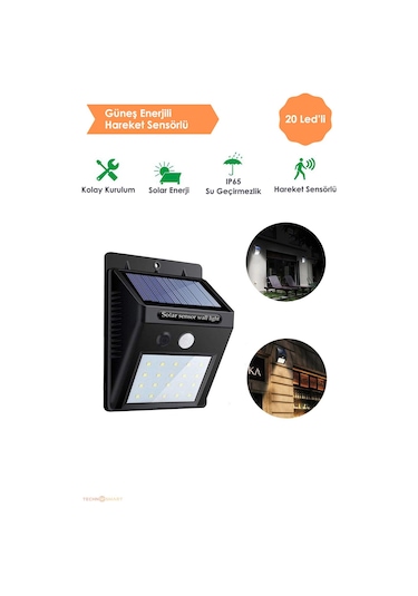 Technojet 20 Ledli Hareket Sensörlü Güneş Enerjili Şarj Olabilen