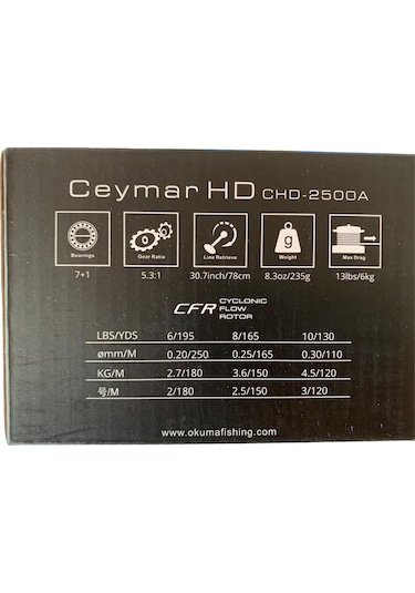 Okuma Ceymar HD CHD-2500A Matt Black 7+1BB Spin Olta Makinesi