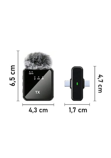 2'li Kablosuz Yaka Mikrofonu Type-c Lightning Gürültü Engelleme 2.4g Profesyonel Set- Vlog Mikrofonu