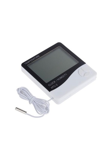 Ams Net İç Ve Dış Ortam Sıcaklığını Ölçebilen Lcd Ekran Saat Göstergeli Alarmlı Nem Ölçer Termometre