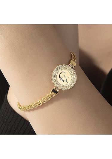 Yarım Altın Bileklik Ziynet Burgu Zincirli