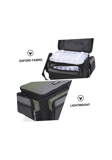 Pazly Yeşil Gri Balıkçı Çantası, Omuz Askılı, Hafif, Dayanıklı, Olta Ekipmanı Kılıfı