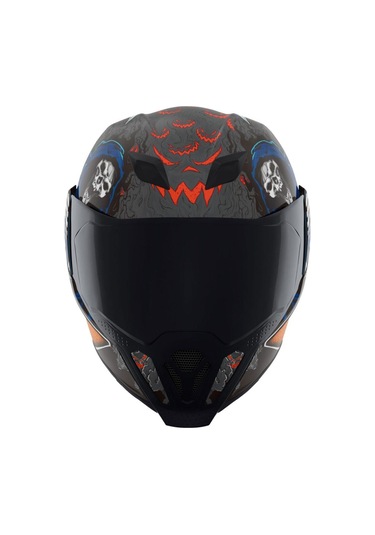 Icon Airflite Trick Or Street 4 Kapalı Motosiklet Kaskı Siyah Mavi Turuncu Kırmızı Siyah - Mavi - Kırmızı