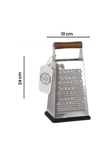 Excellent Houseware Ahşap Saplı Rende - 24x10 Cm Gri