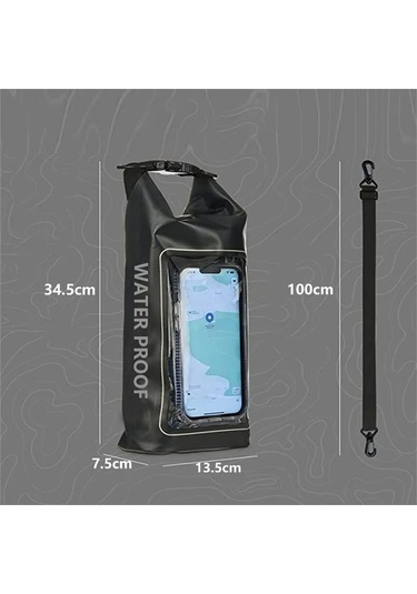 Dancemonkey 2l Su Geçirmez Dokunmatik Ekran Kuru Çanta, Trekking, Sörf, Kamp İçin Kamuflaj Gri Gri