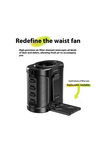 G20 Taşınabilir Bel Fanı Şarj Edilebilir 5 Hız Ayarlanabilir Led El Feneri Güç Bankası Kemer Fanları Yürüyüş Ve Binicilik İçin Siyah