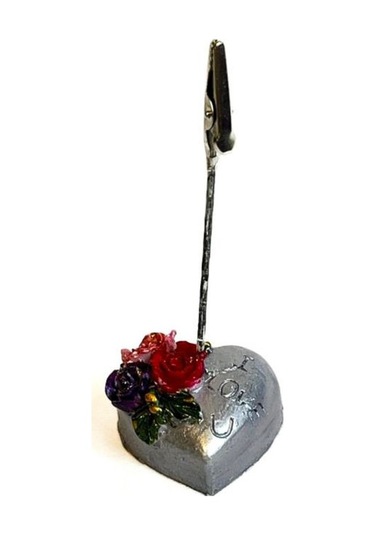 Uretti - Hülya 6683 El Yapımı Kalpli Dekoratif Notluk / Masaüstü Aksesuarı 1 Adet