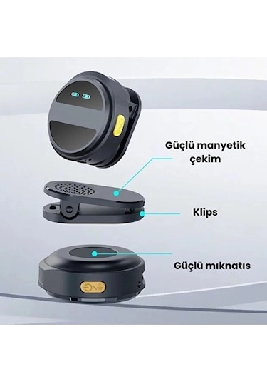 2 Adet Profesyonel Kablosuz Yaka Mikrofonu Typce Uyumlu Manyetik Klipsli