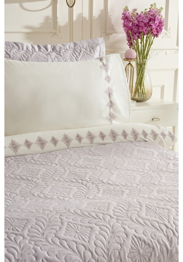 Karaca Home Glory Çift Kişilik %100 Pamuk 7 Parça Düet Set Pembe Lila
