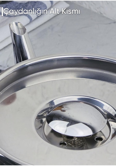 Regno Çaydanlık Seti - 304 Paslanmaz Çelik Çaydanlık Takımı - 4.5+2.5 L Gümüş
