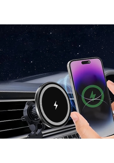Gateesat Manyetik 15w Hızlı Şarj Vantuzlu Araba Telefon Tutucu S30 Manyetik Kanca 1 İphone Samsung Galaxy Uyumlu