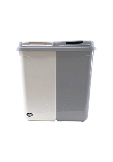 Violet Çift Gözlü Çamaşır Sepeti Beyaz - Gri 90 L Beyaz - Gri