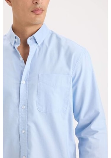 DeFacto %100 Pamuk Regular Fit Polo Yaka Oxford Basic Düz Uzun Kollu Gömlek A8028AX25SPBE196 DeFacto %100 Pamuk Regular Fit Polo Yaka Oxford Basic Düz Uzun Kollu Gömlek A8028AX25SPBE196