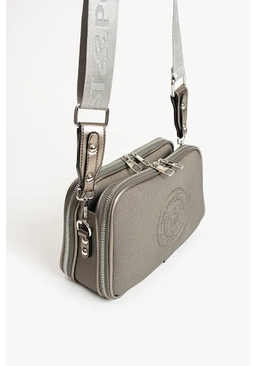 Just Polo Kadın Günlük Kullanıma Uygun Lakoste Ayarlanabilir Askılı Lüks Omuz Çantası Shoulder Bag Gri