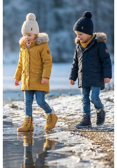 Hopfrög Furry Boots Sarı Nubuk Barefoot Çocuk Botu Sarı