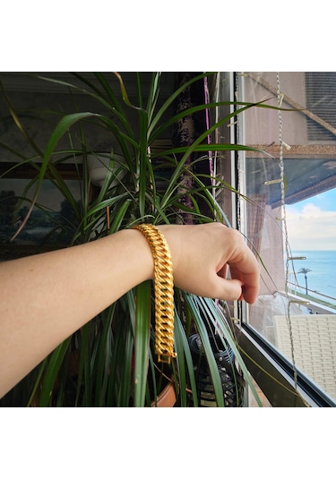 Slowshe-22k Altın Kaplama Halat Bileklik Gold