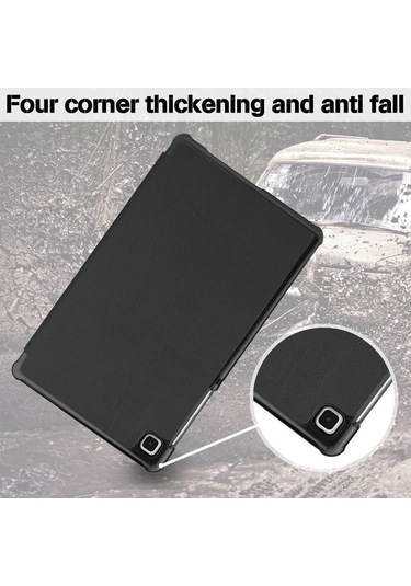 Sandwich Samsung Galaxy Uyumlu Tab A7 Lite İçin Siyah Üçlü Katlı Stand Korumalı Kılıf, Pc+pu Malzeme, Darbe Ve Çizikten Koruma Kapakl Kapaklı Kılıf
