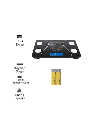 Büro Ev Ofis Hediyesi İçin Bluetooth Özellikli Akıllı Tartı Beyaz - Gri