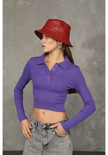 AYMERAVM - Önü Düğmeli Kadın Bady - ECE4532GA Mor