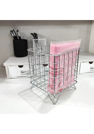 Çağdaş Masa Düzenleme Saklama Sepeti - Ofis Saklama Kutusu, Gümüş