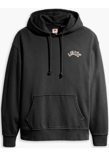 Erkek Kapüşonlu Relaxed Sweatshirt - A2639-0034 Siyah