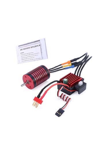 Xindoker 2838 3700kv 4 Kutup Motor + 35a 120a Patlama Akülü Esc Seti, 1/14 1/16 Araçlar İçin, 2-3s Lipo, Siyah-kırmızı