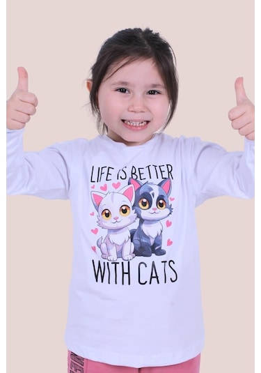 Fyk Kids Kız Çocuk Uzun Kol Sweatshirt Beyaz