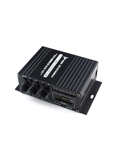 Mufunye Siyah 12v 20wx2 Bluetooth Araç/ev Amfi, Sd/usb Okuyucu, Fm Radyo, Dijital Ekran, 12v 2a-5a Girişi Güç Adaptörü Yok