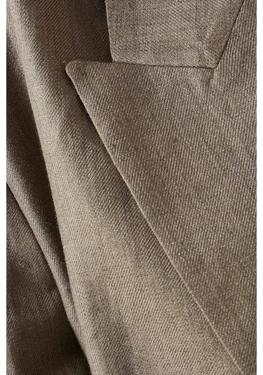 12storeez Kemerli Relax Fit Keten Blazer Kahverengi