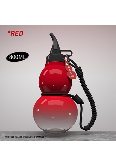 Suntek 800ml Çin Retro Kabak Su Şişesi Fitness Kırmızı