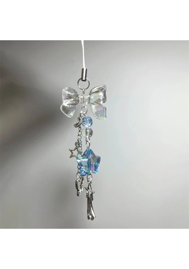 Linchen Kore Sevimli Yıldız Boncuklu Telefon Zinciri - İphone Uyumlu Samsung Huawei İçin Evrensel Aksesuar Mavi / Yeşil